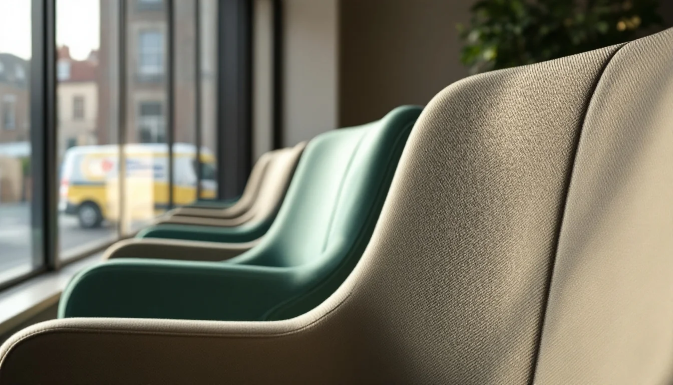 Affordable Upholstery Cleaning Brighton — Modern office space in Hove with a row of freshly cleaned upholstered chairs and Affordable Upholstery Cleaning Brighton — Modern office space in Hove with a row of freshly cleaned upholstered chairs and