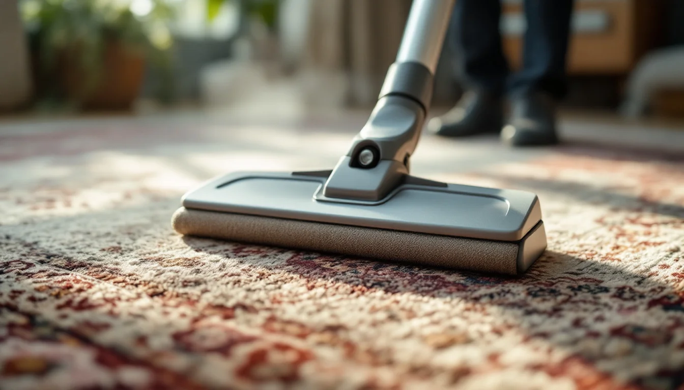 Rug Cleaning Services In Hove — A modern cleaning machine being used on an area rug in a Brighton home, showing Rug Cleaning Services In Hove — A modern cleaning machine being used on an area rug in a Brighton home, showing