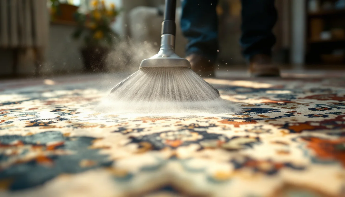 Carpet Upholstery Cleaning Near Me — A City Carpet Cleaning technician carefully steam cleaning a decorative rug in a